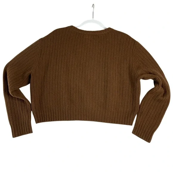 Divine Heritage Merino Wool Cashmere Boxy Ribbed Pull On‎ Sweater Cozy Luxury L - Picture 4 of 7